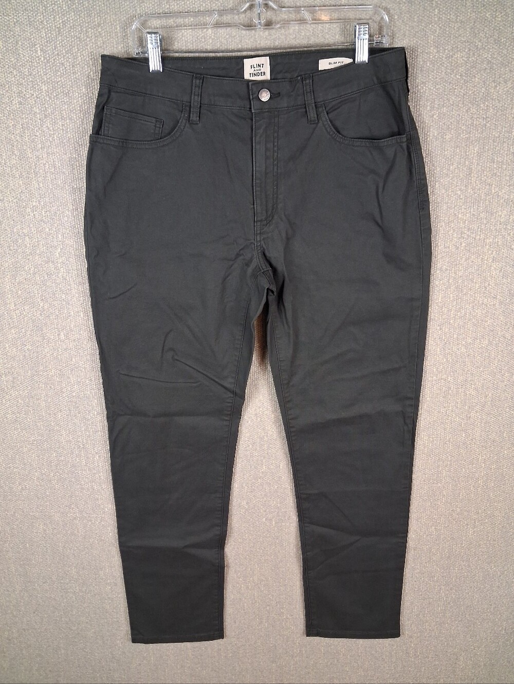 Flint and Tinder 365 Slim Fit 5 Pocket Pant Charcoal Grey Casual Chino Men 33x30
